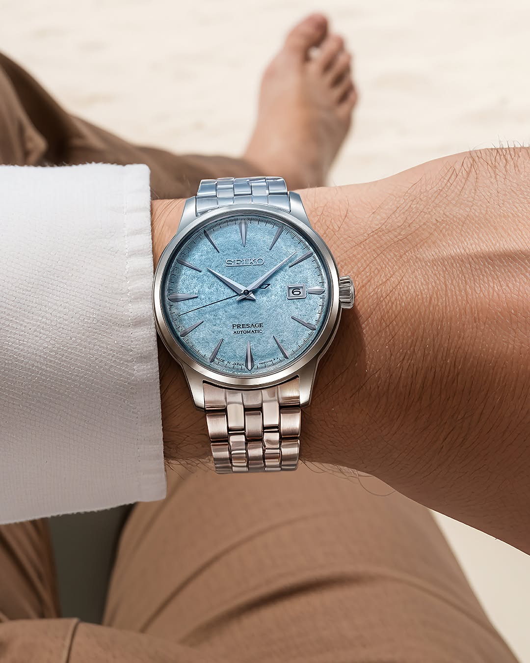 Seiko Presage Cocktail Time Maya Bay Limited Edition Ice Blue Dial Men's Watch - SRPM01J
