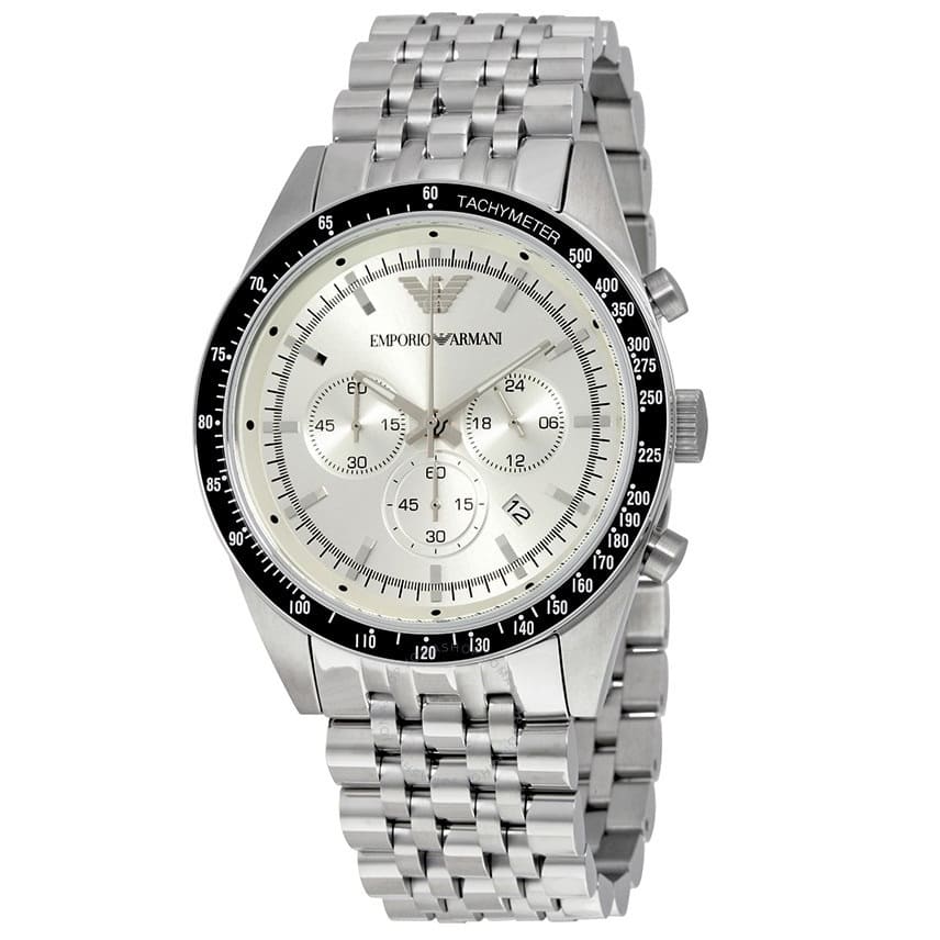Emporio Armani Tazio XLarge White Dial Men's Watch - AR6073