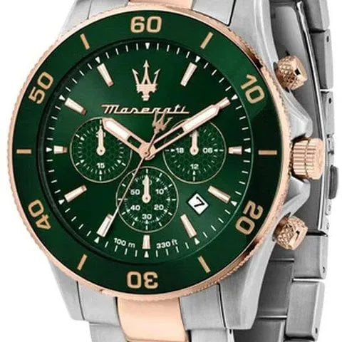 Maserati Competizione Dual Tone Green Dial Men's Chronograph Watch- R8873600004