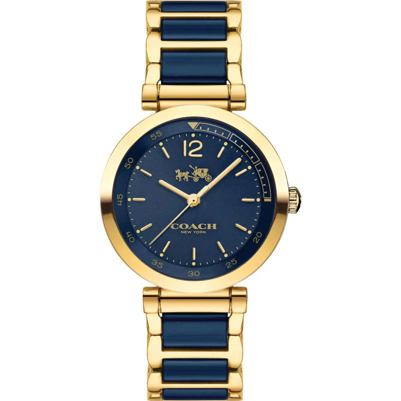 Coach sport ceramic Dual Tone Blue Dial Ladies Watch- 14502462