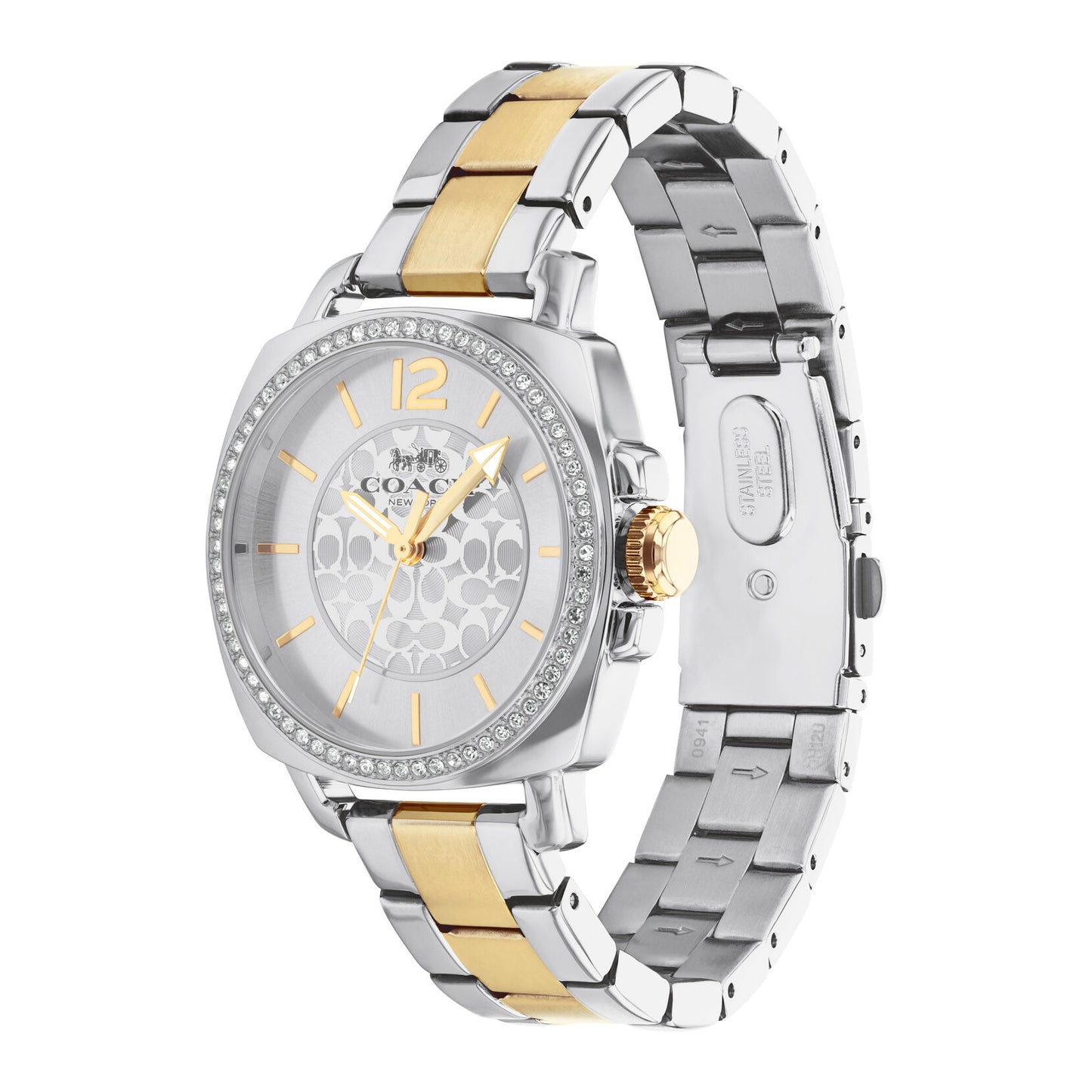 Coach Boyfriend Dual tone White Dial Ladies Watch- 14503143