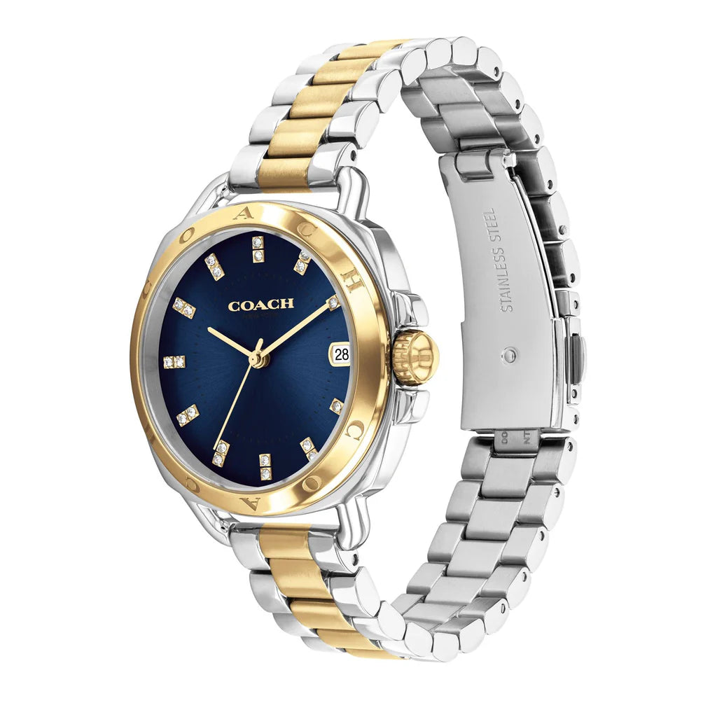 Coach Greyson Dual Tone Blue Dial Ladies Watch- 14504160