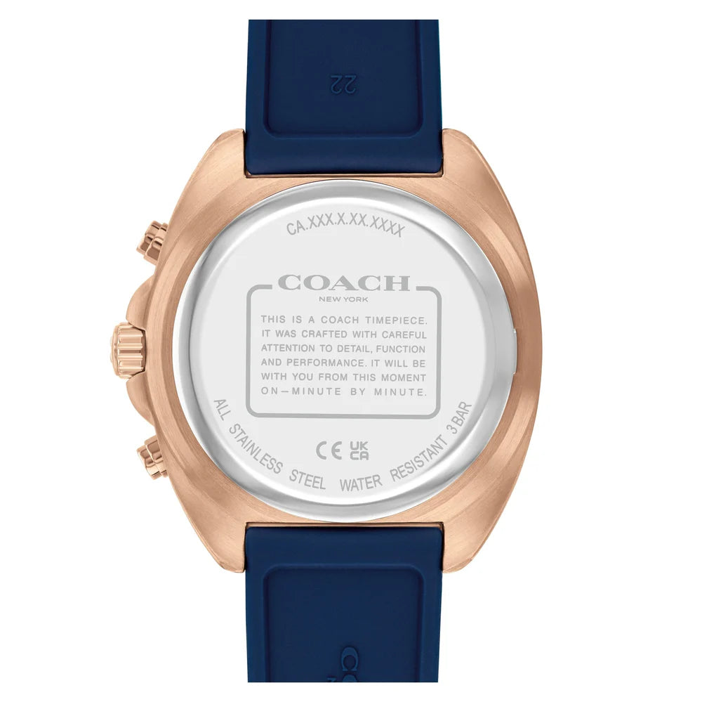 Coach Charter Men Quartz Blue Dial Chronograph Silicone Men's Watch - 14602730