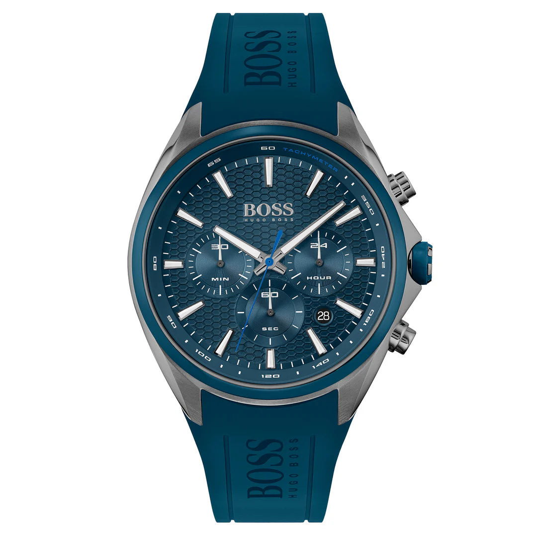 Hugo Boss Distinct Blue Silicone Strap Men's Chronograph Watch- 1513856