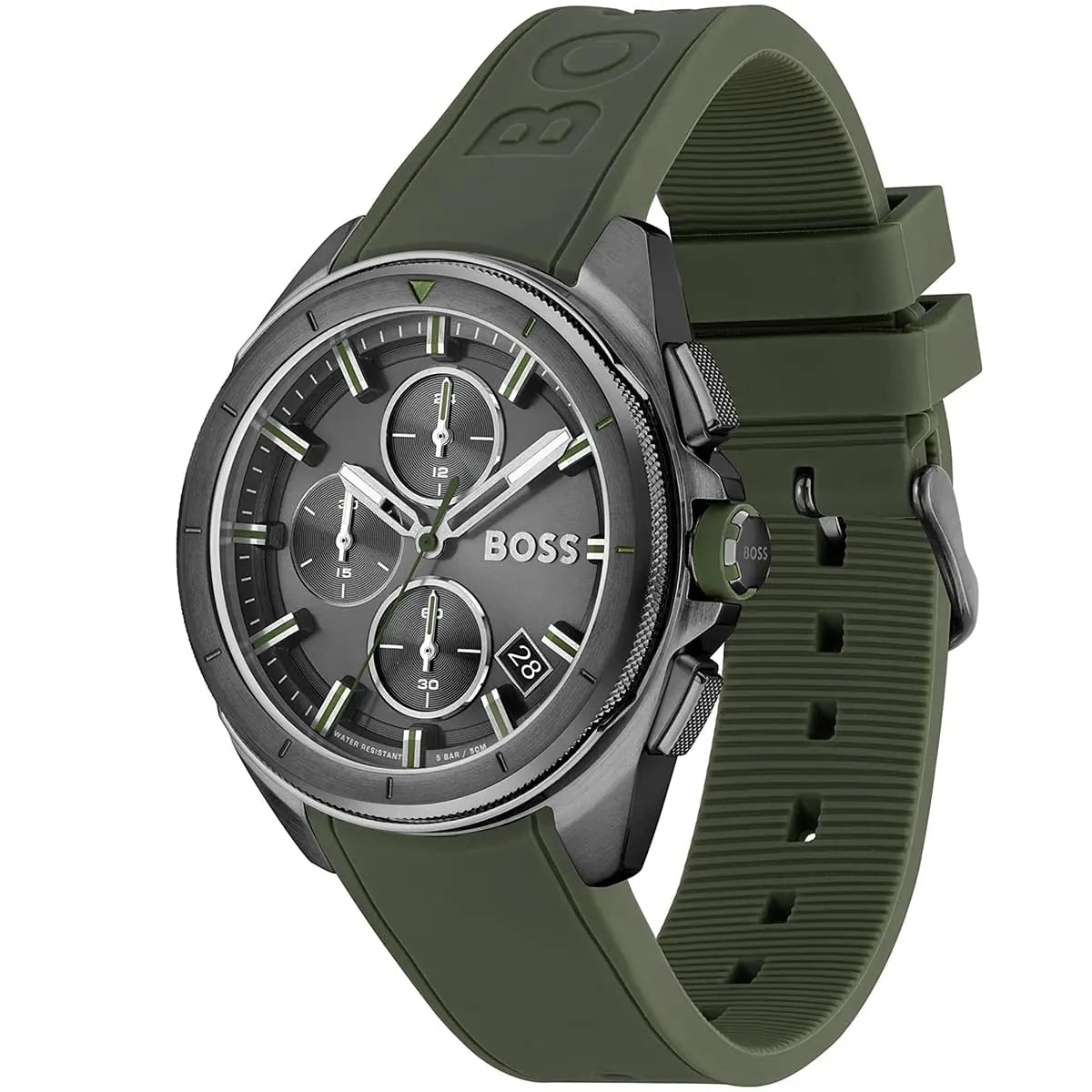 Hugo Boss Volane Chronograph Green Silicone Strap Men's Watch - 1513952