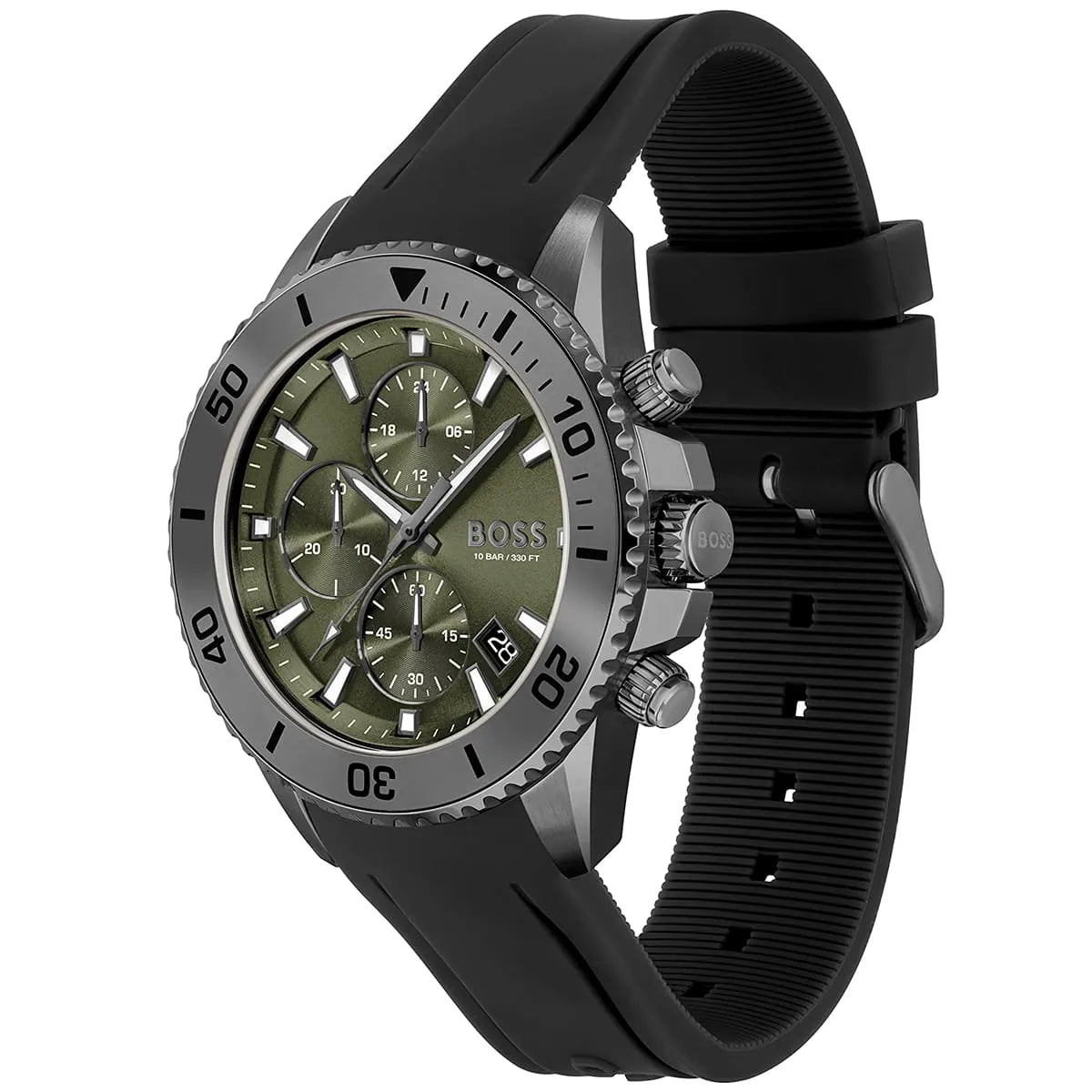Hugo Boss Admiral Olive Green Dial Rubber Strap Men's Watch- 1513967