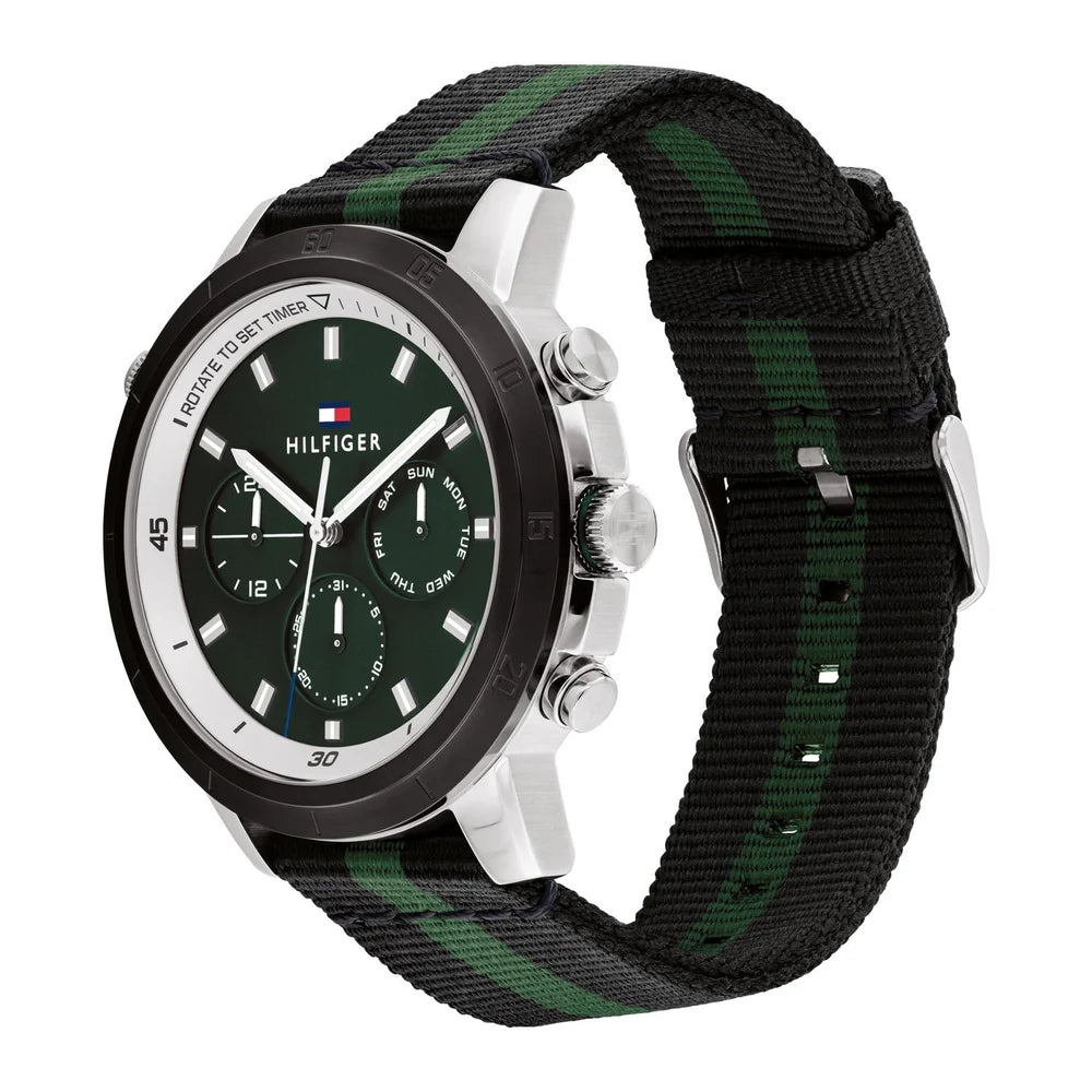 Tommy Hilfiger Troy Green Strap Men's Multifunction Watch- 1792107
