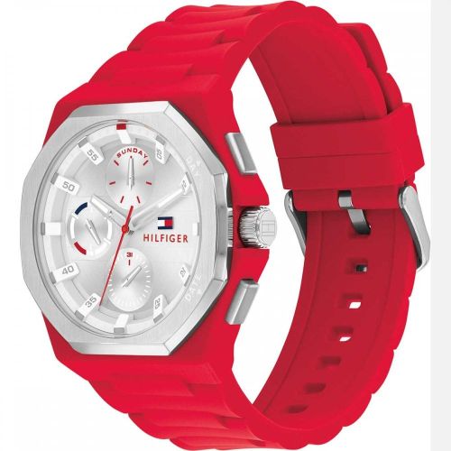Tommy Hilfiger Silicone Strap with Silver Dial Men's Watch - 1792123