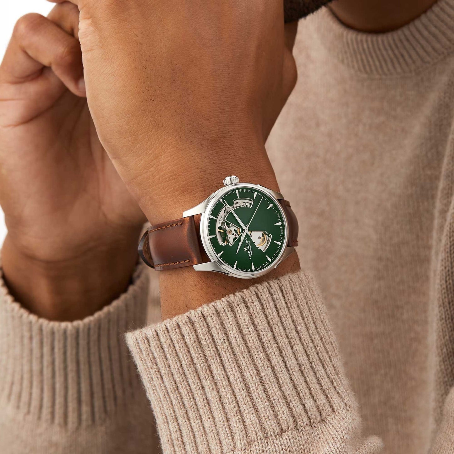 Hamilton Jazzmaster Open Heart Green Dial Automatic 40mm Men's Watch - H32675560