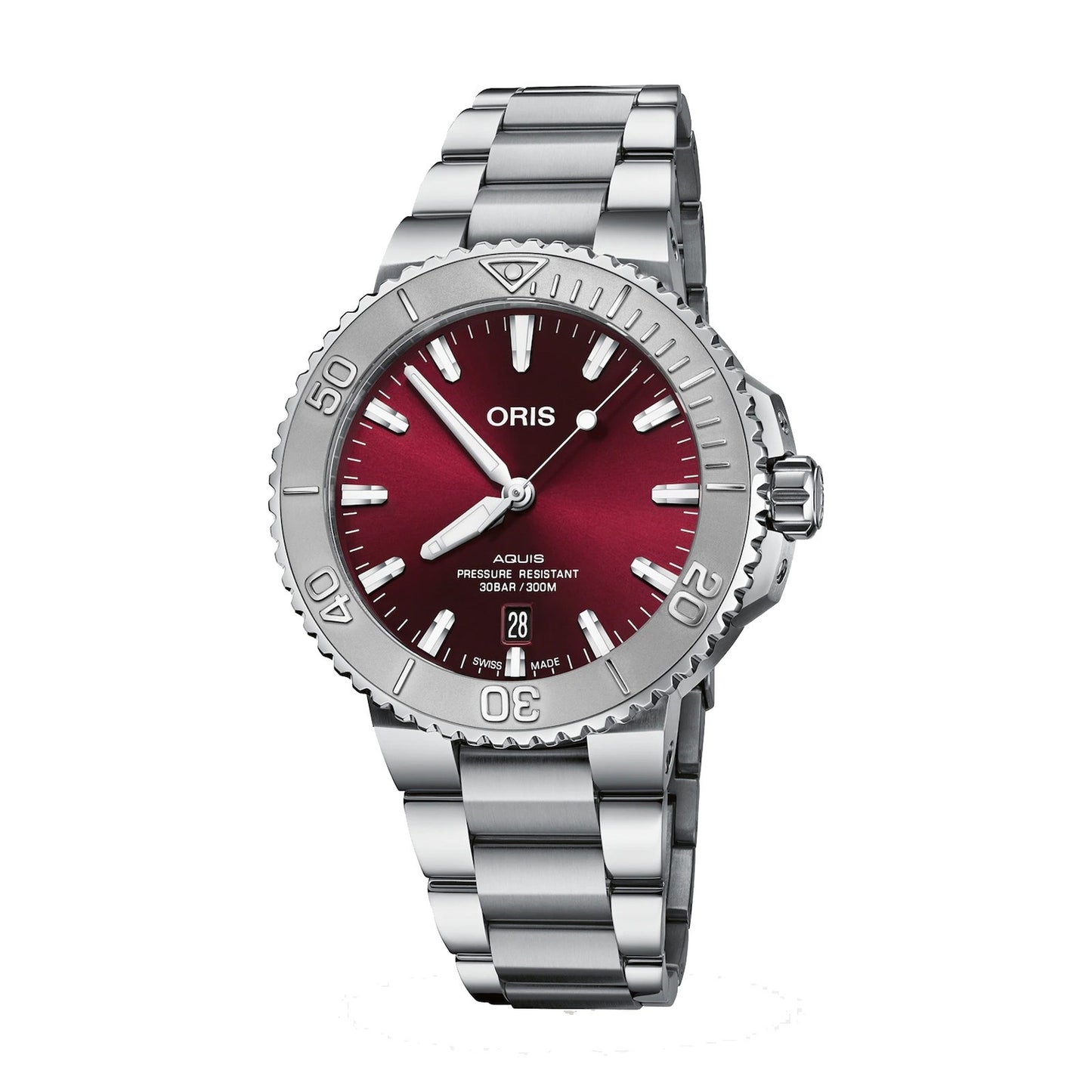 Oris Aquis Date Cherry Read Dial 41.5mm Men's Mechanical Watch- 01 733 7766 4158-07 8 22 05PEB