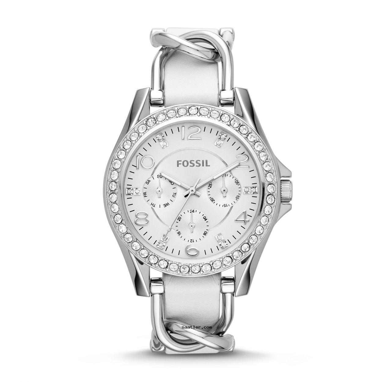 Fossil White Leather Multifunction Women's Watch- ES3463