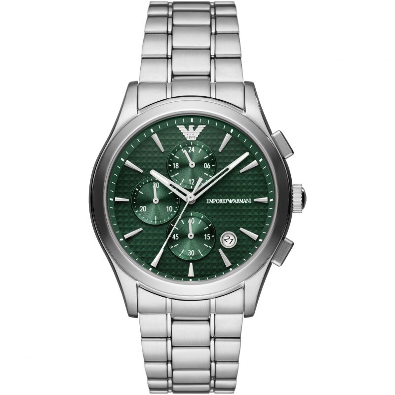 Emporio Armani Green Dial Men's Chronograph Watch- AR11529