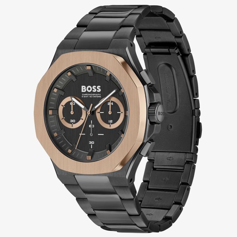 Hugo Boss Black and Rose Gold Men's Chronograph Watch- 1514090