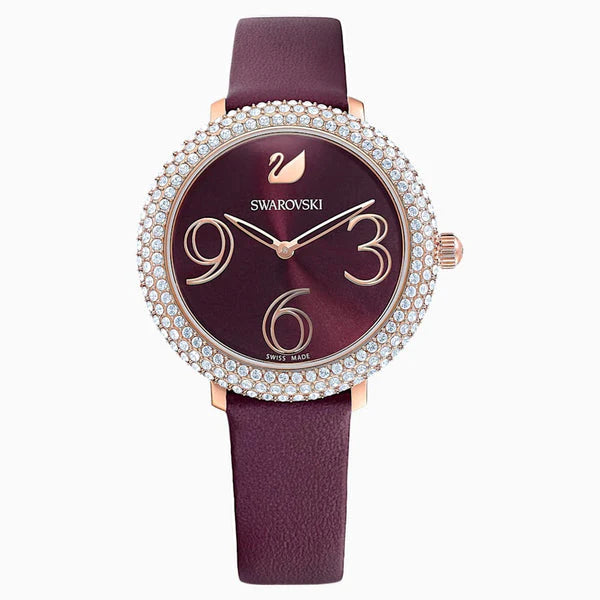 Swarovski Crystal Frost Leather Strap Ladies Watch- 5484064