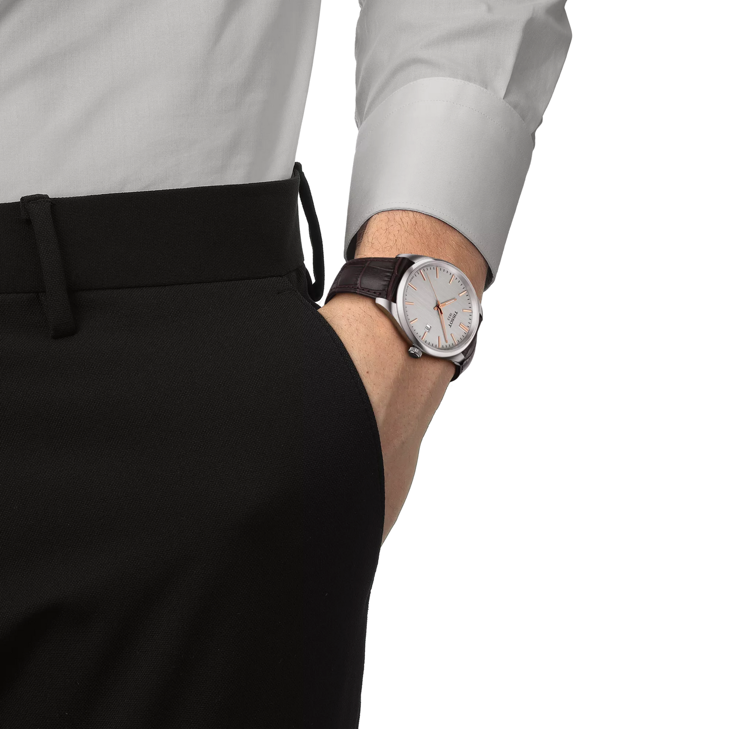 Tissot PR 100 Silver Dial Brown Leather Strap Men's Watch - T150.410.16.031.00