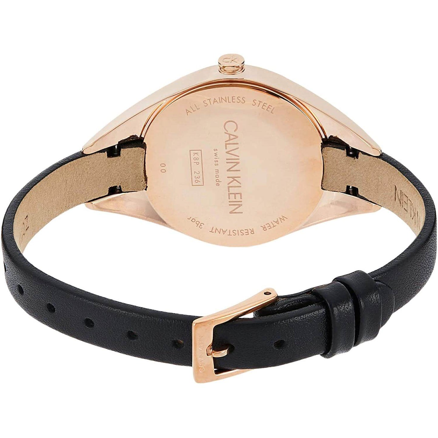 Calvin Klein Rose Gold Leather Strap Watch for Women- K8P236C1