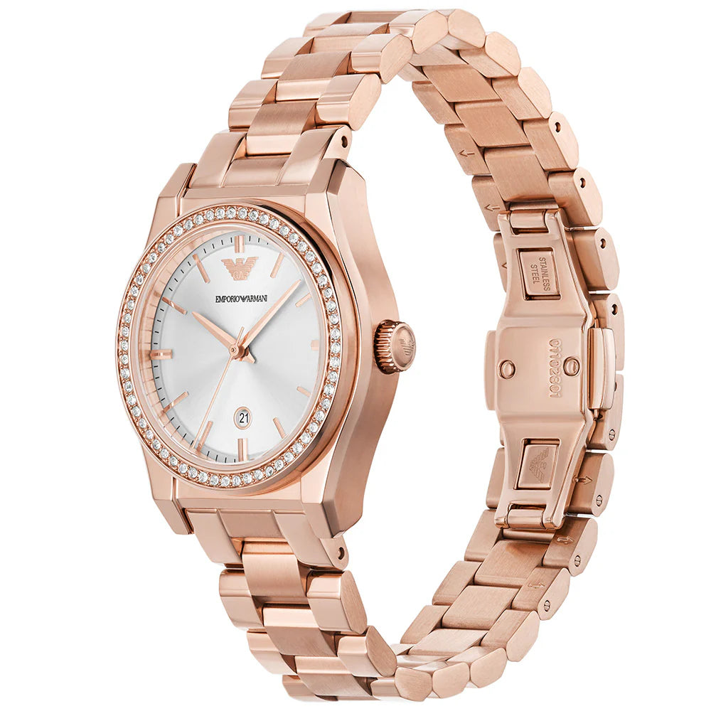 Emporio Armani Three Hand Rose Gold Watch For Female - AR11558