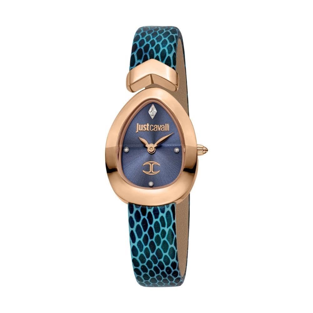 Just Cavalli Signature Snake Stainless Steel Gradient Blue (Sunray finish) Dial Ladies Watch - JC1L321M0055