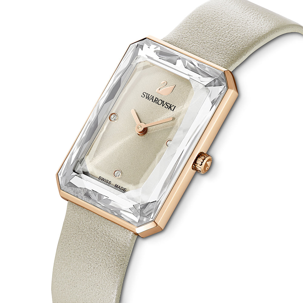Swarovski Uptown Rectangle Shape Grey Dial Ladies Watch- 5547716