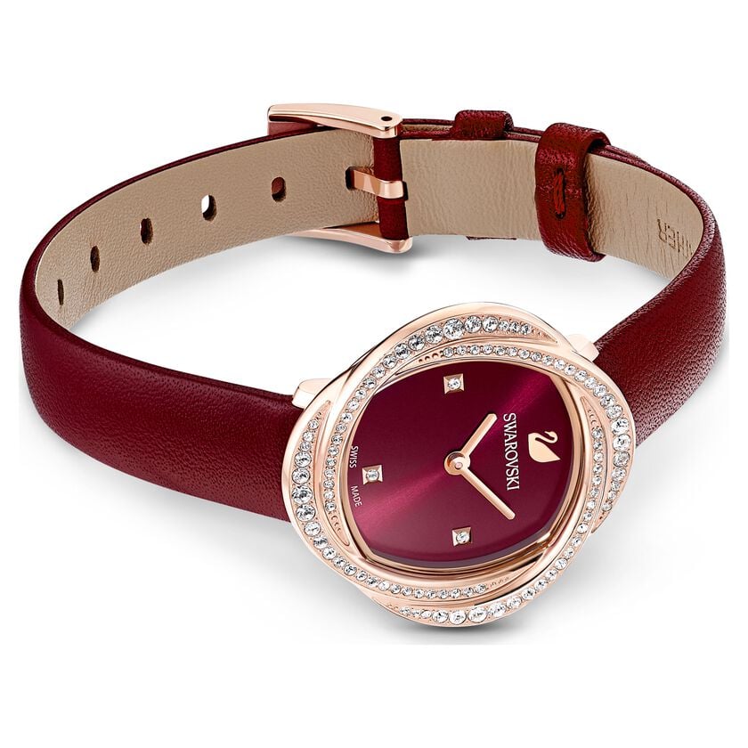 Swarovski Crystal Flower Red Dial Ladies Watch - 5552780