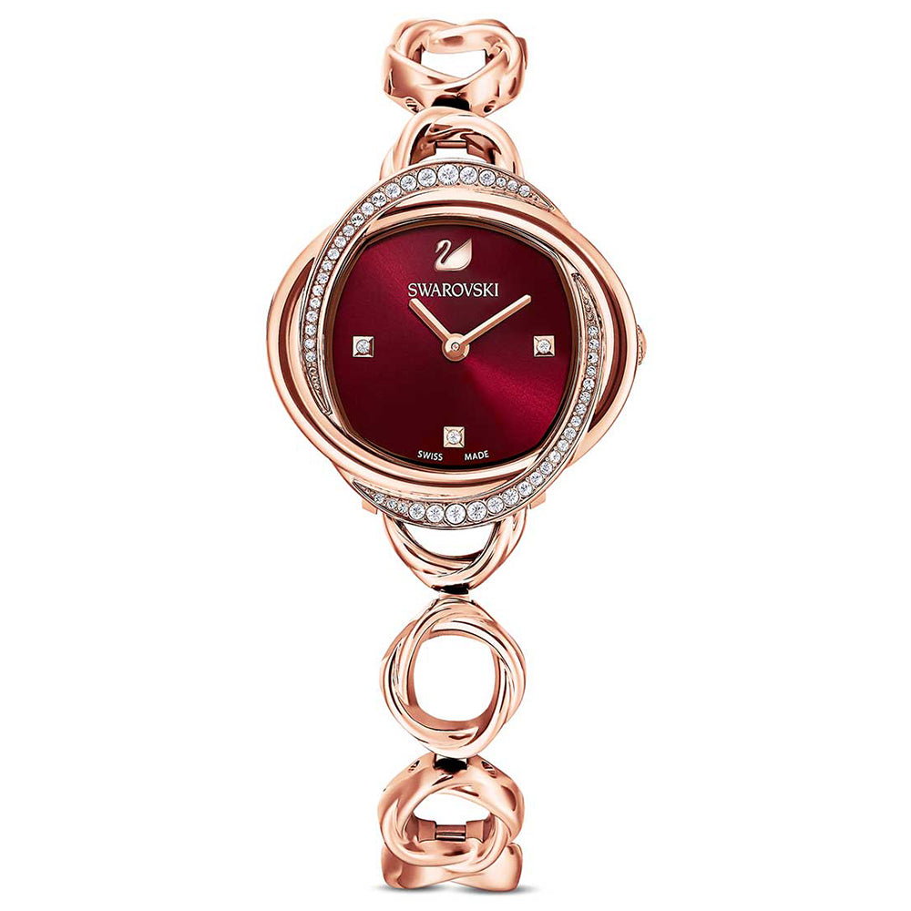 Swarovski Red Dial Crystal Flower Ladies Watch- 5552783
