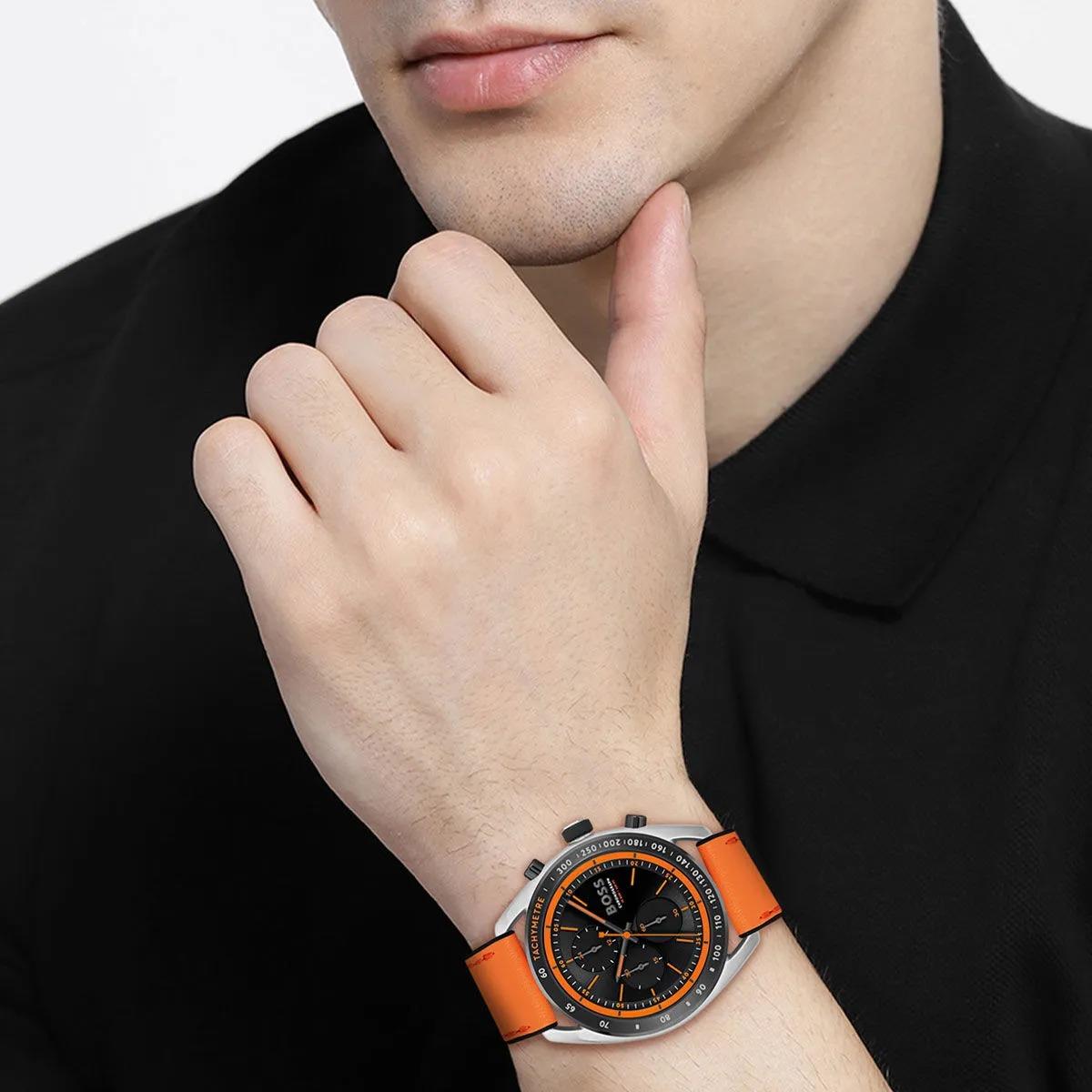 Hugo Boss Center Court Orange Silicone Strap Men's Chronograph watch- HB1514025