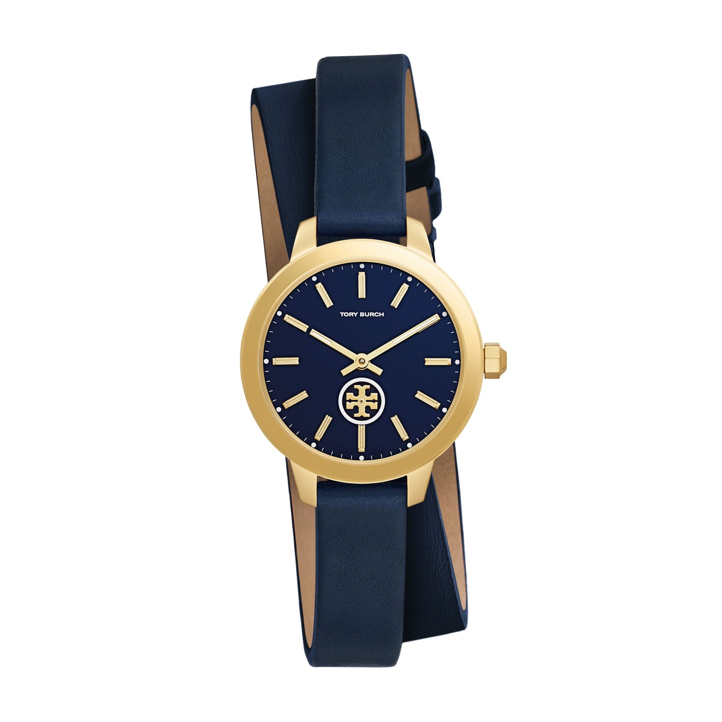 TORY BURCH THE COLLINS Leather Blue Golden Dial Ladies Watch - TBW1303