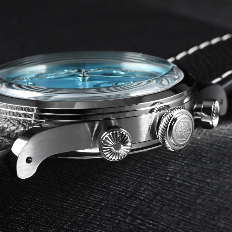 San Martin 38mm Sunray Light Blue Dial Men's Watch - SN0101-G