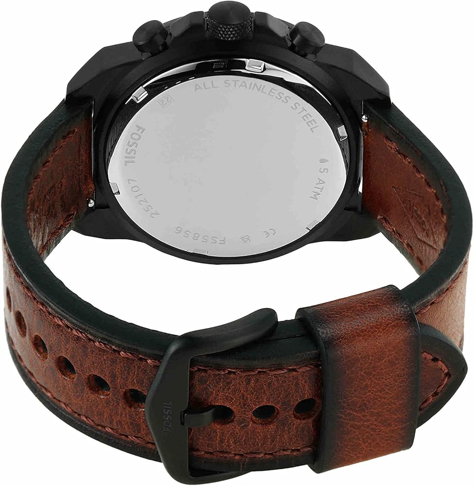 Fossil Bronson Green Dial Leather Strap Men's Chronograph Watch- FS5856
