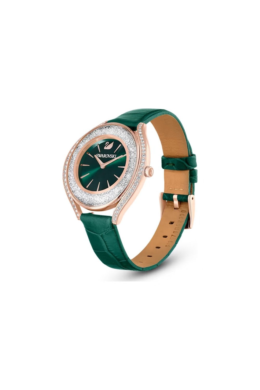 Swarovski Crystalline Aura Green Dial Leather Band Watch For Female - 5644078