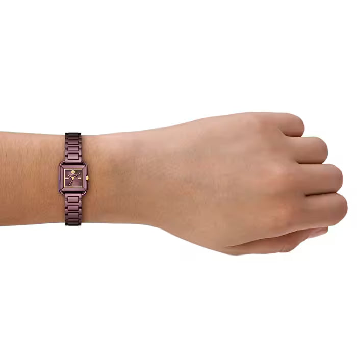 Tory Burch Women's The Kira Square Purple Stainless Steel Bracelet Watch - TBW6024