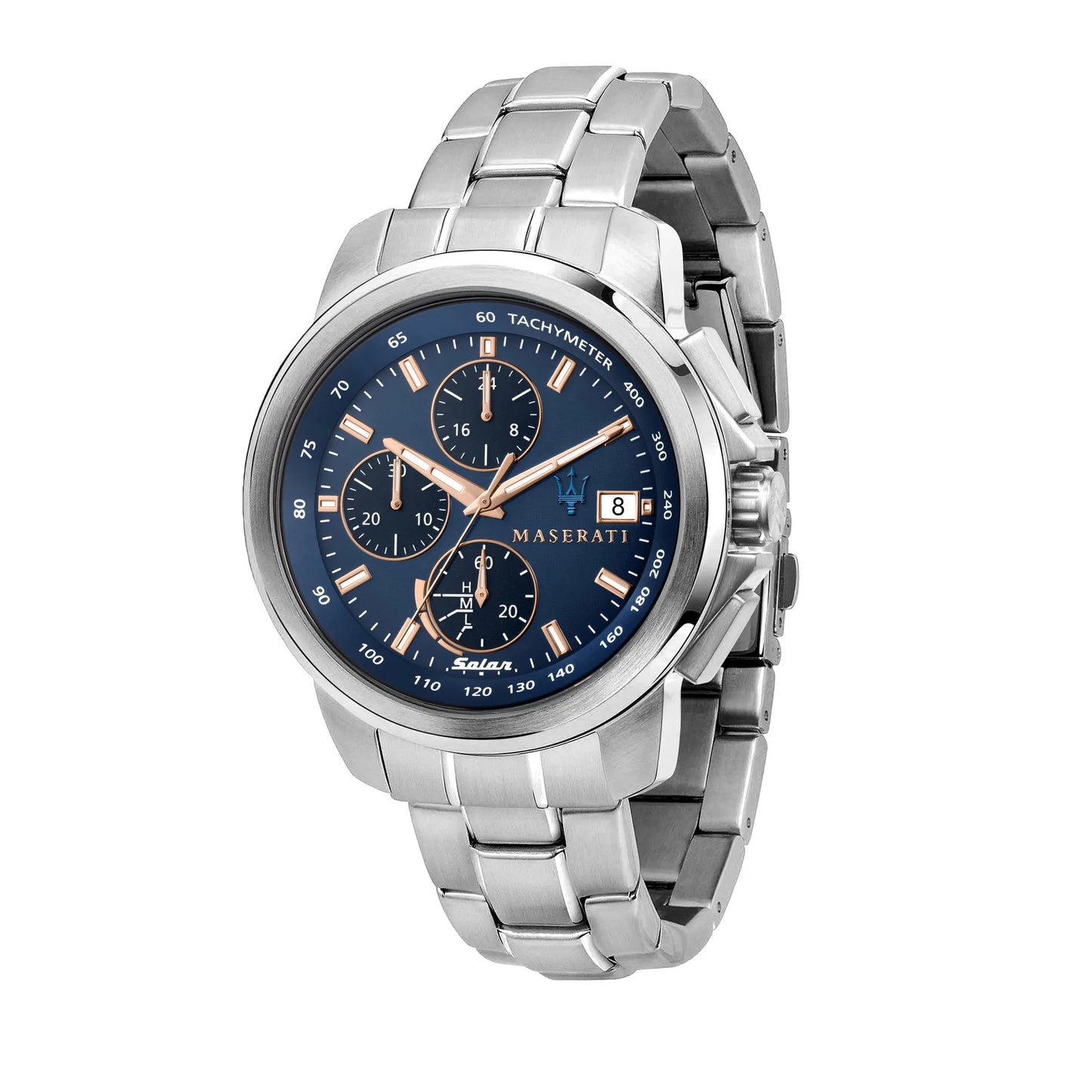 Maserati Solar Blue Dial Men's Chronograph Watch- R8873645004