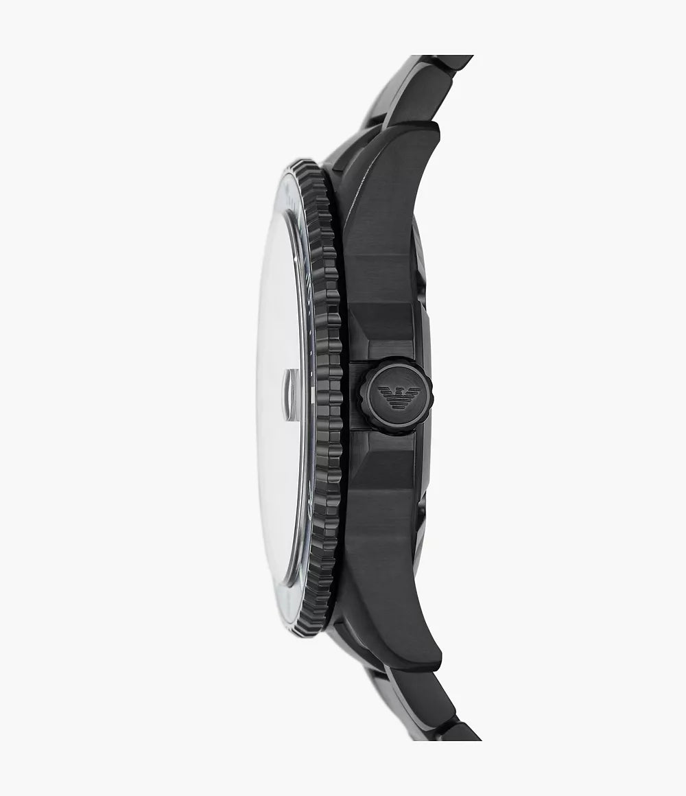 Emporio Armani Three-Hand Date Black Stainless Steel Men's Watch - AR11398