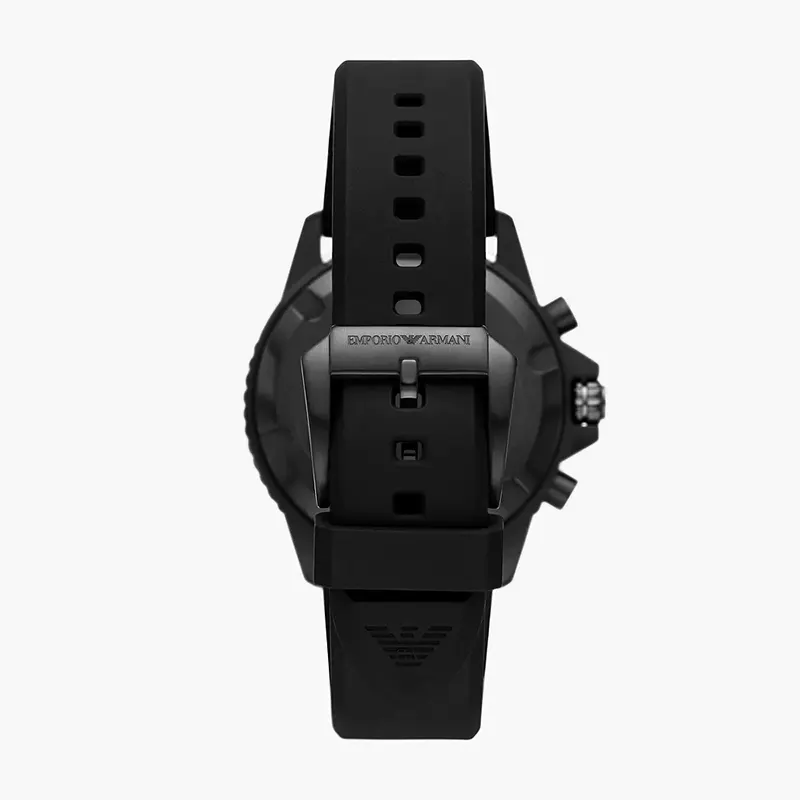 Emporio Armani Green Dial Silicone Strap Men's Chronograph Watch- AR11463