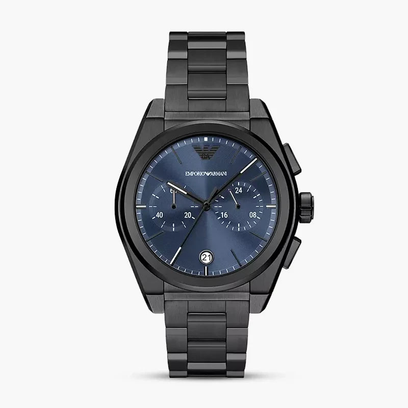 Emporio Armani Gun Metal Blue Dial Men's Chronograph Watch- AR11561