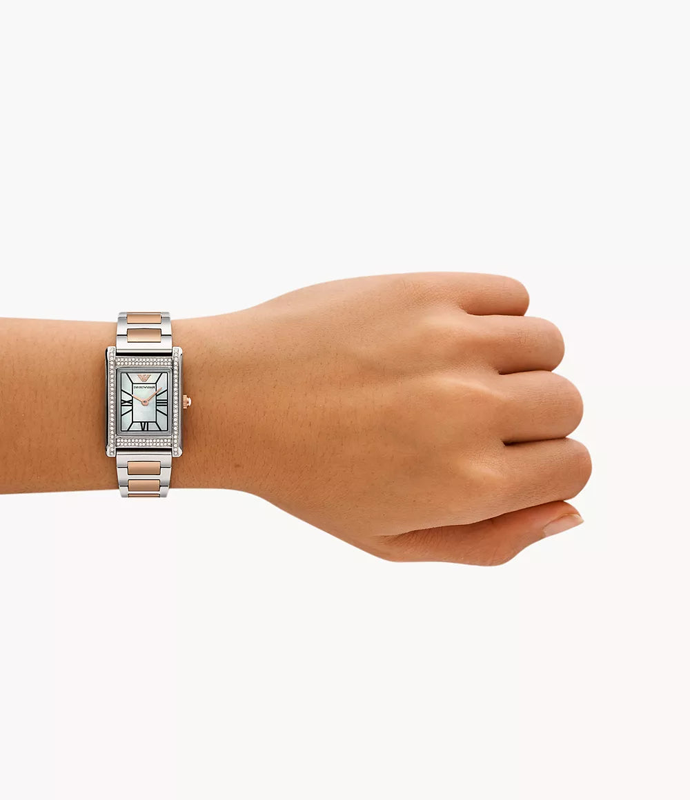 Emporio Armani Two-Hand Dual-Tone Stainless Steel Ladies Watch- AR11626