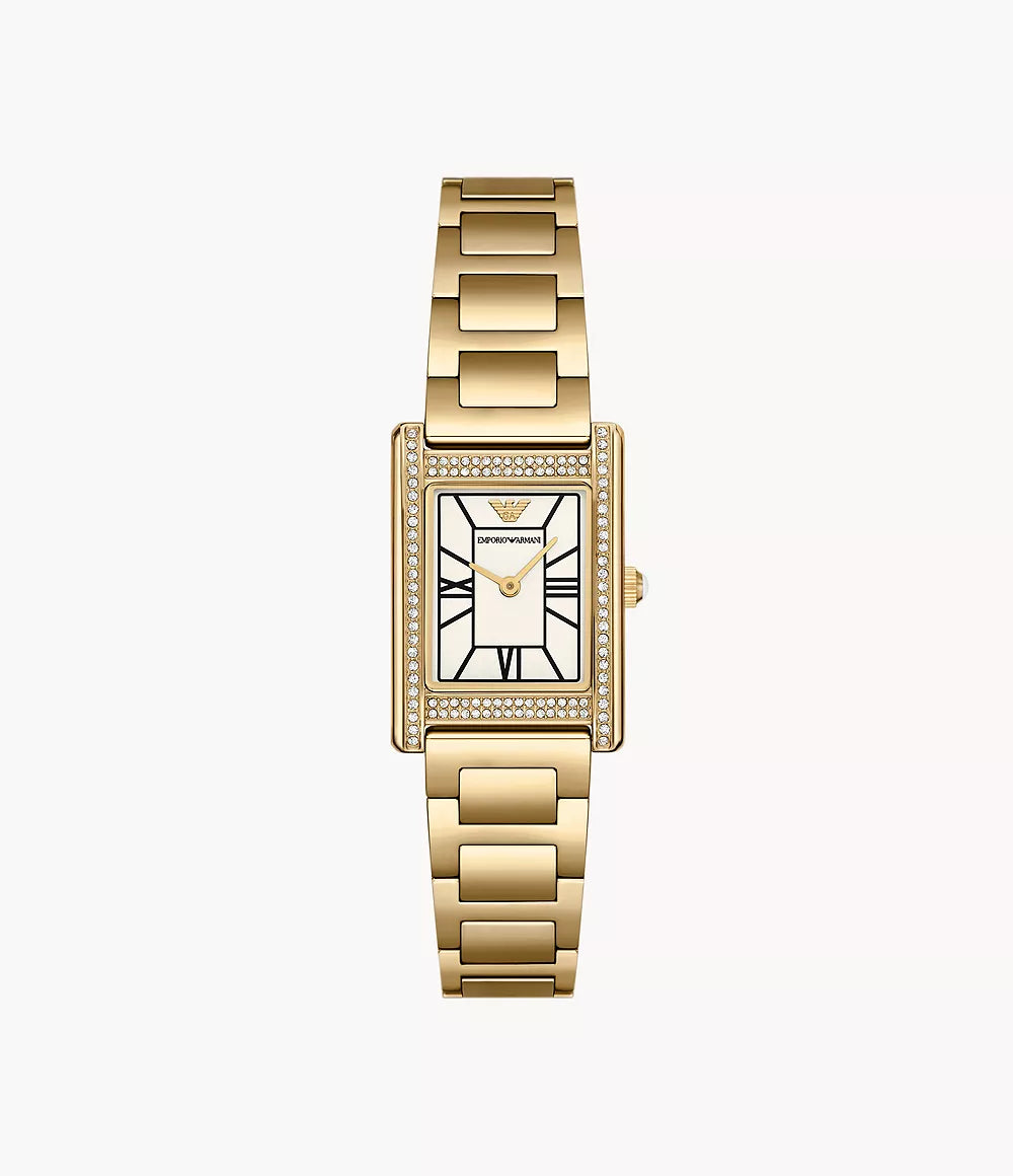 Emporio Armani Two-Hand Gold-Tone White Dial Ladies Watch - AR11659