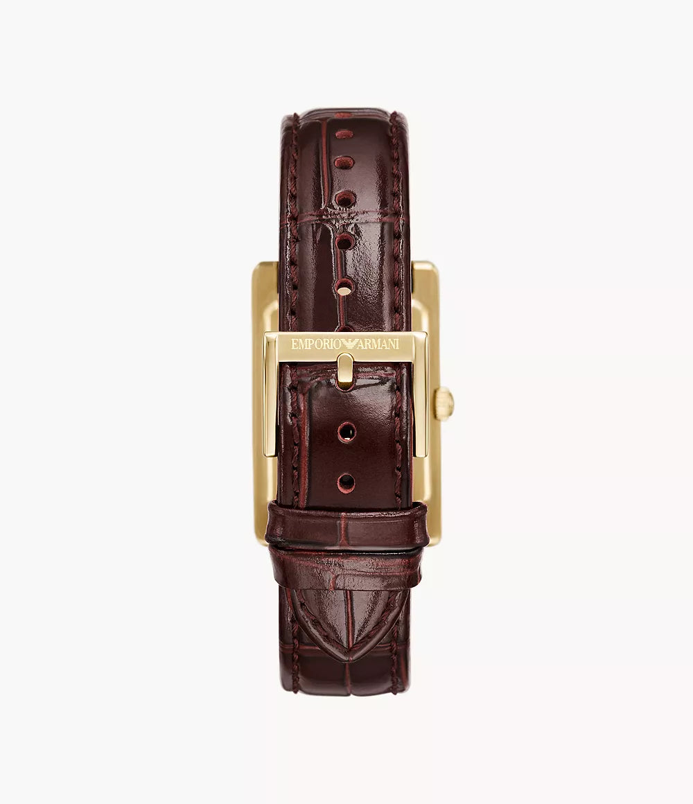 Emporio Armani Two-Hand Date Brown Leather Ladies Watch - AR11665