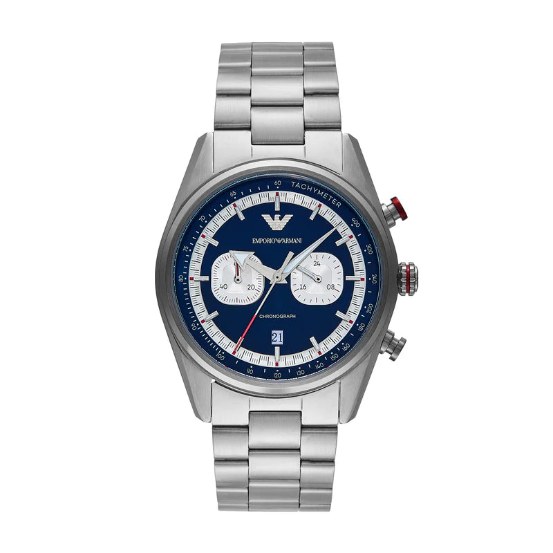 Emporio Armani Racer Blue Dial Chronograph Men's Watch - AR11676