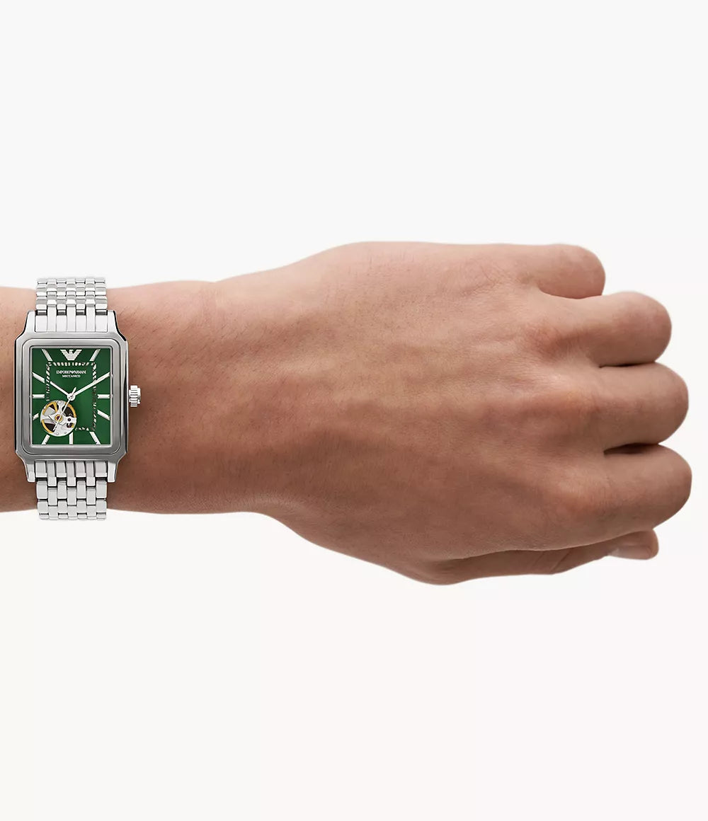 Emporio Armani Open Heart Green Dial Men's Automatic Watch- AR60067