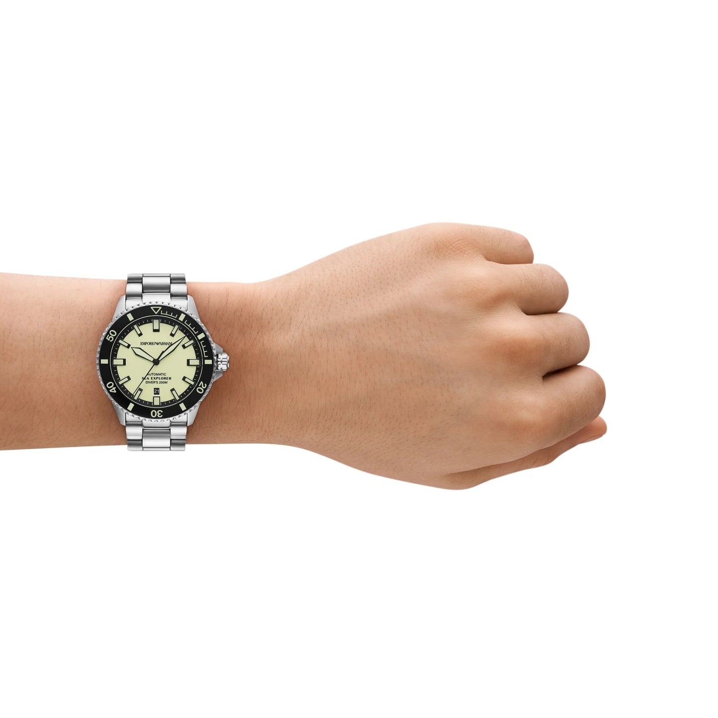 Emporio Armani Silver Full Lume Dial Men's Automatic Watch- AR60083