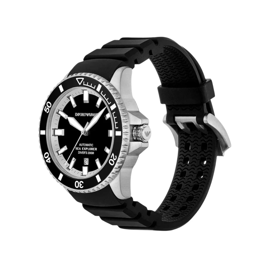 Emporio Armani Black Dial Automatic Movement Diver's Men's Watch - AR60086
