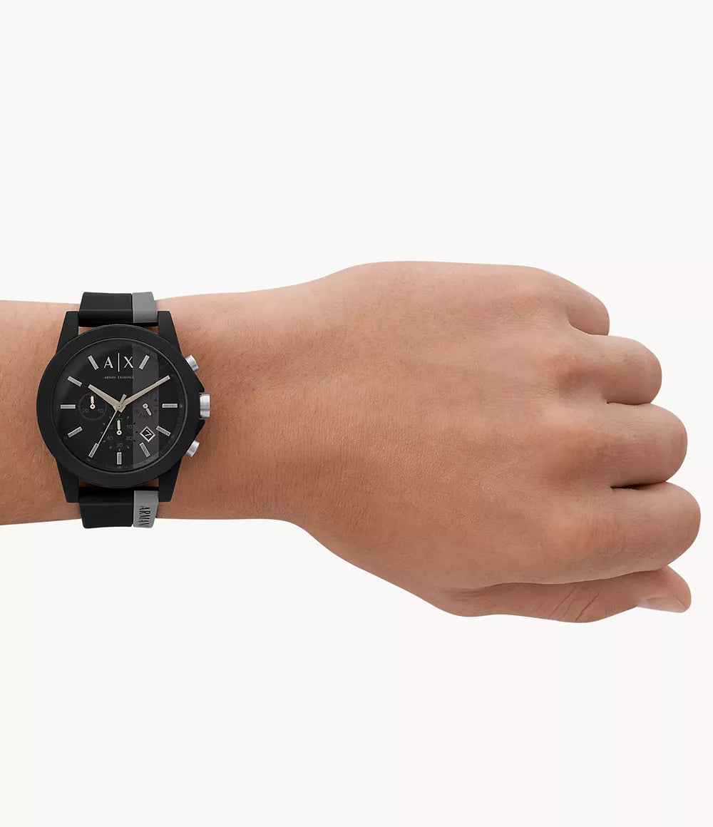 Armani Exchange Two tone Silicone Strap Men's Chronograph Watch-AX1331