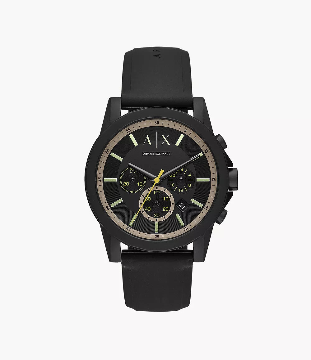 Armani Exchange Black Silicone Strap Men's Chronograph Watch- AX1343