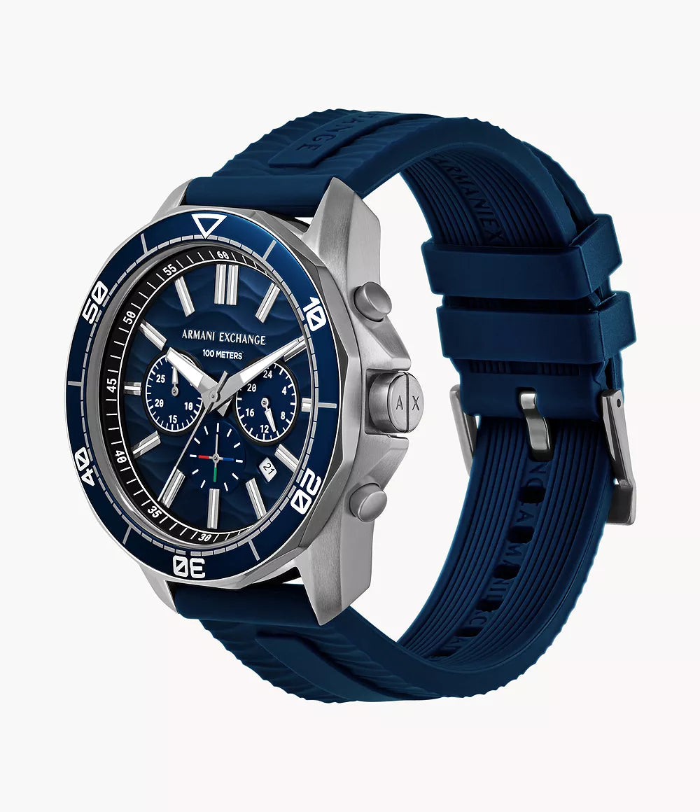 Armani Exchange Chronograph Blue Silicone Men's Watch - AX1960