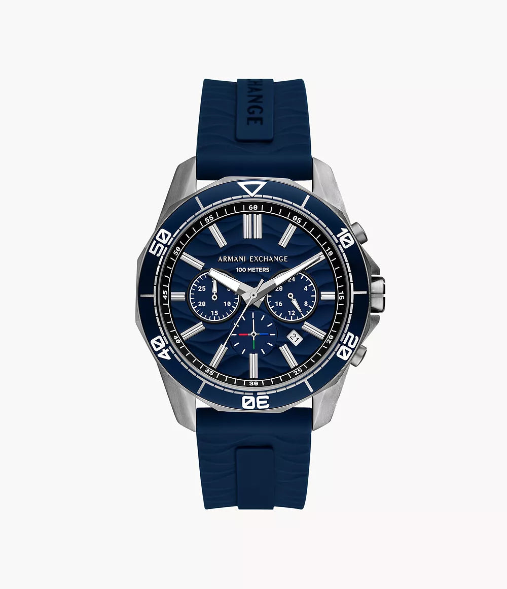 Armani Exchange Chronograph Blue Silicone Men's Watch - AX1960