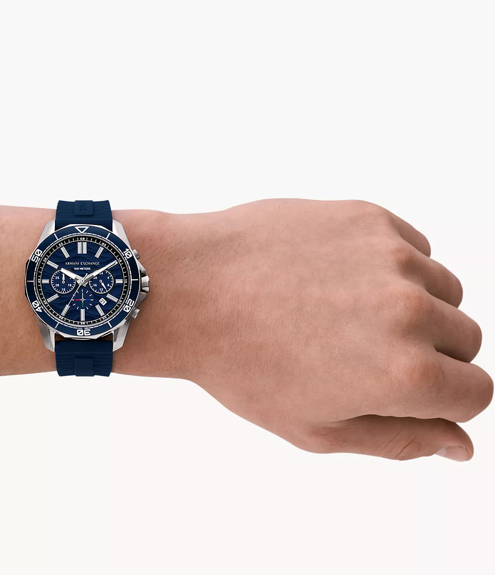 Armani Exchange Chronograph Blue Silicone Men's Watch - AX1960