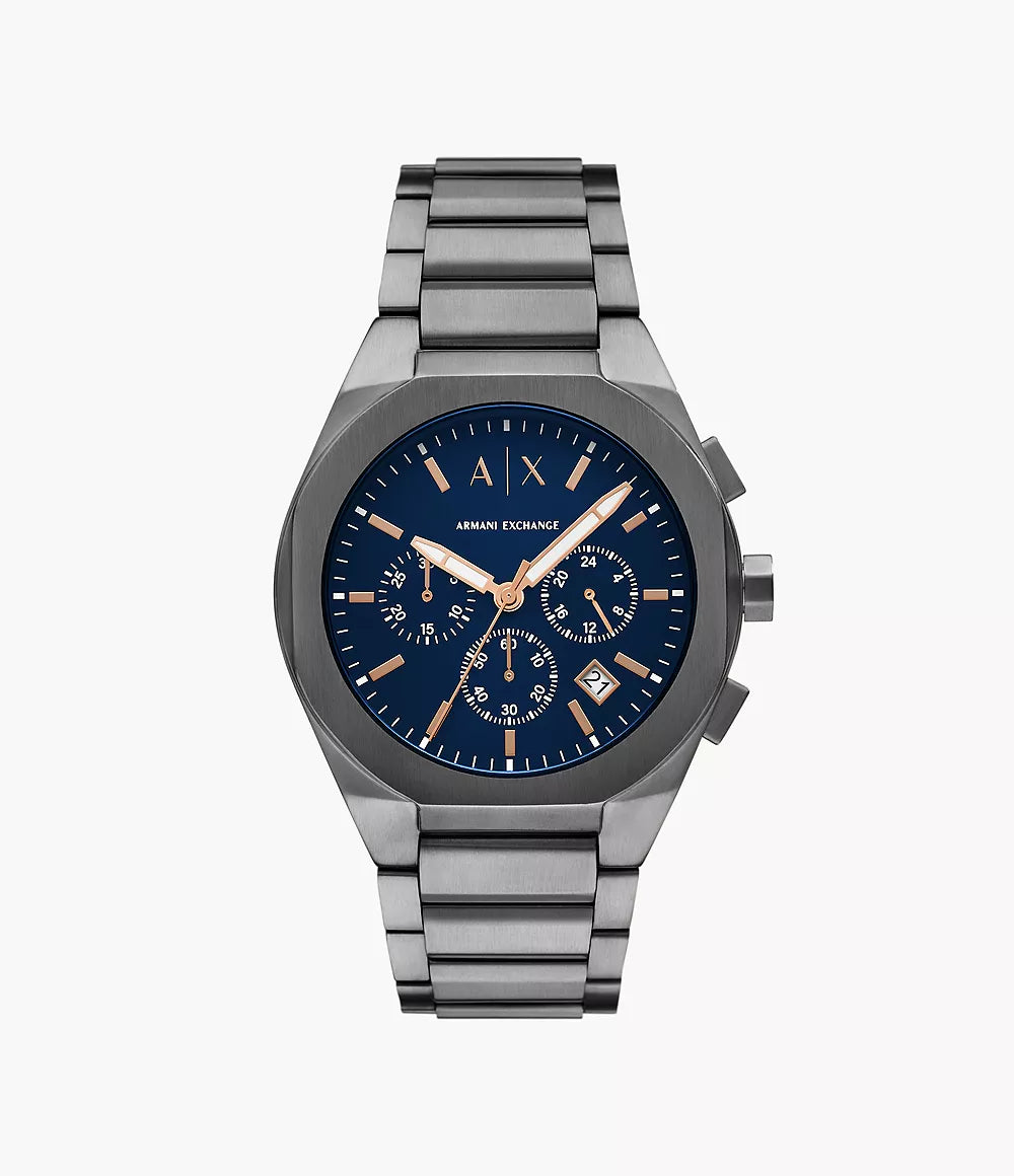 Armani Exchange Gunmetal Blue Dial Men's Chronograph watch- AX4182