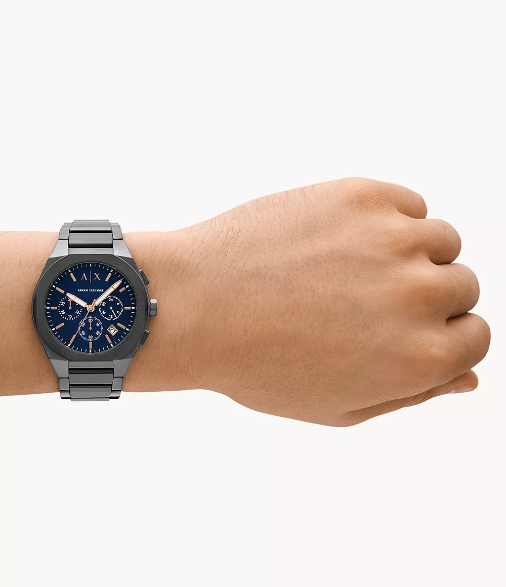 Armani Exchange Gunmetal Blue Dial Men's Chronograph watch- AX4182