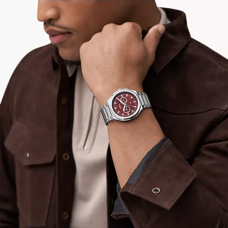 Fossil Burgundy Red Dial Multifunction Men's Watch-BQ2807
